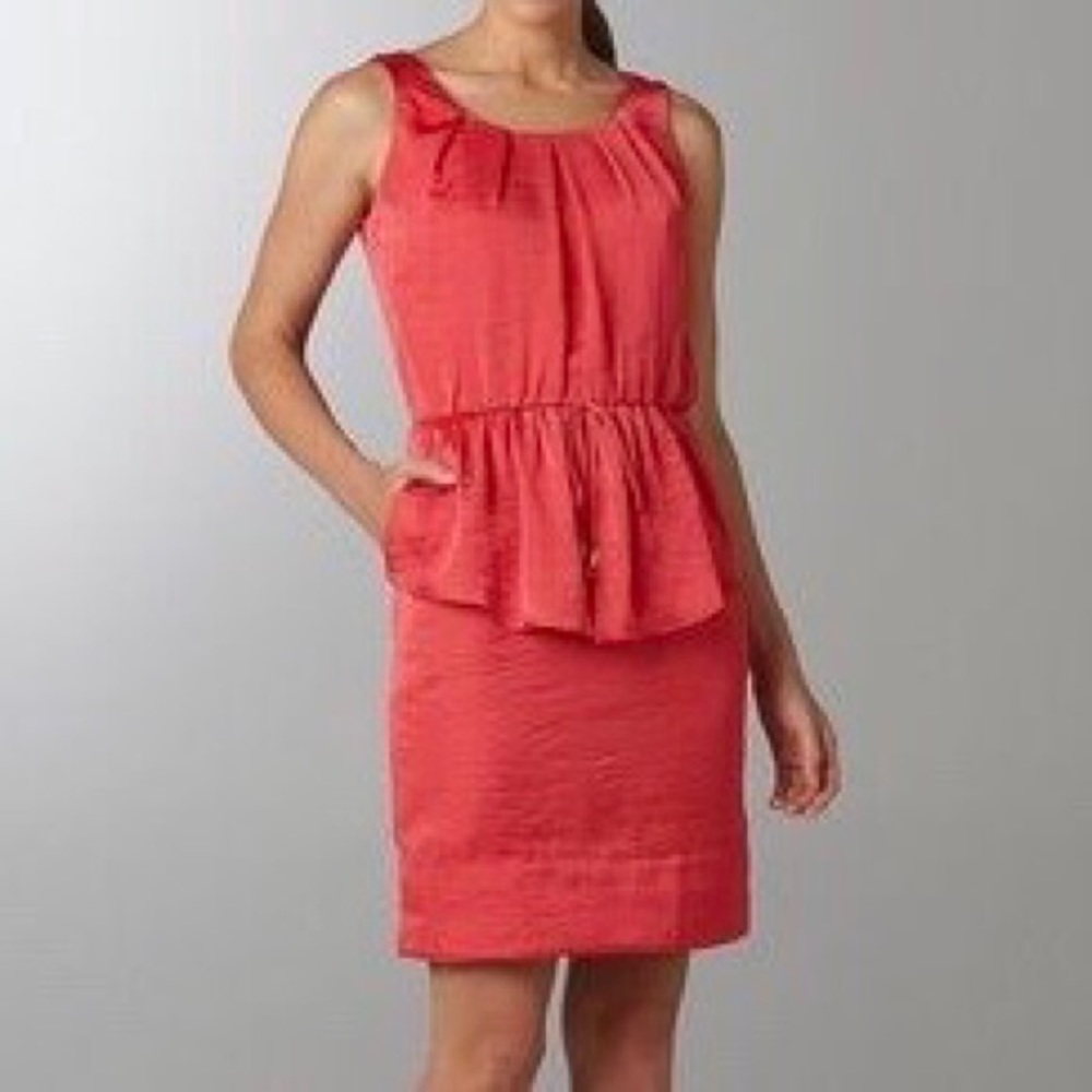 Vince Camuto Womens Sleeveless Tie Front Peplum Dress Coral Pink Orange size 12